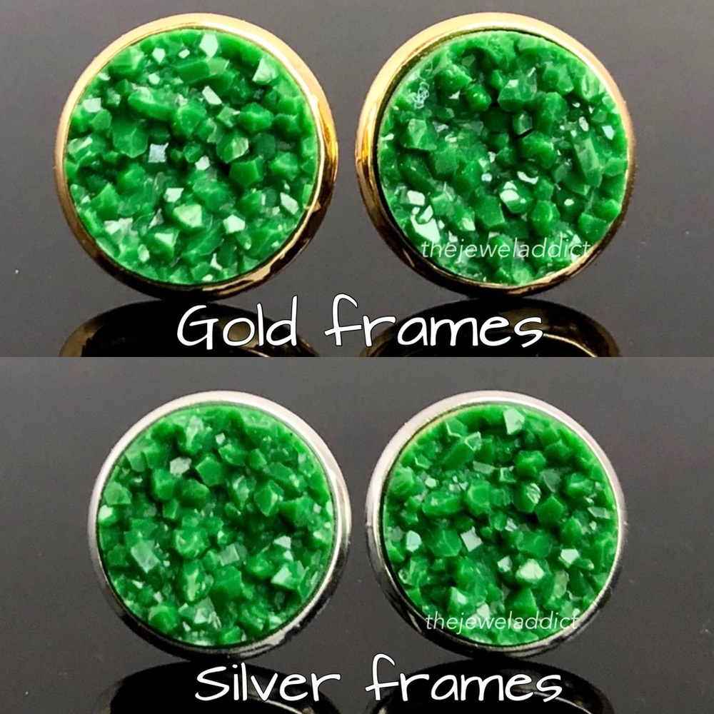 3/$15🎀Basil Green faux druzy studs - Picture 10 of 11